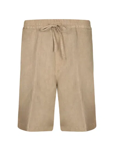 120% Lino Drawstring Shorts In Brown