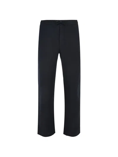 120% Lino Drawstring Trousers In Black