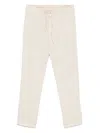 120% Lino Drawstring-waist Trousers In White
