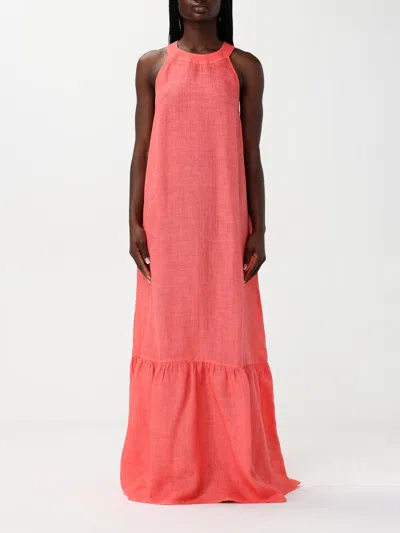 120% Lino Dress  Woman Color Coral In Korall