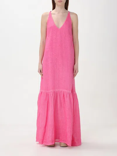 120% Lino Dress  Woman Color Fuchsia