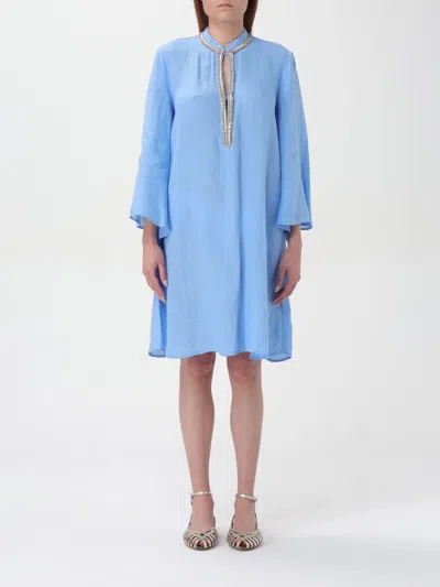 120% Lino Dress  Woman Color Sea