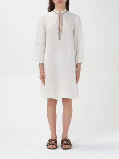 120% Lino Dress  Woman Color White