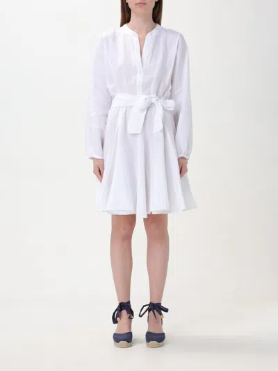 120% Lino White Linen Belted Dress