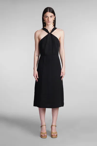 120% Lino Dress In Black Linen
