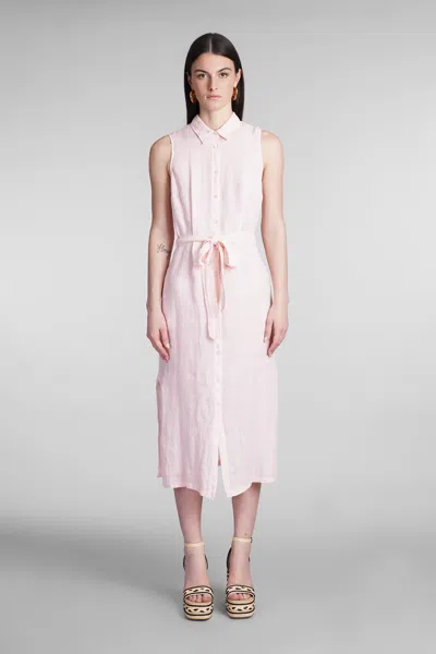 120% Lino Dress In Rose-pink Linen