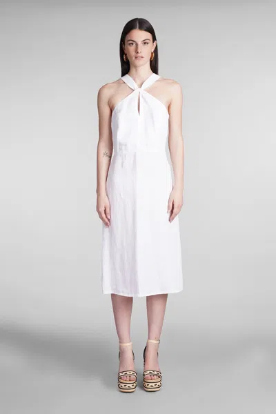 120% Lino Dress In White Linen