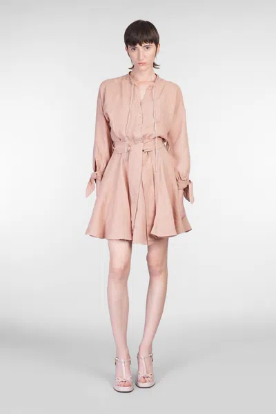120% Lino Dresses In Pink