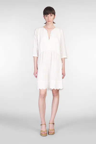 120% Lino Dress Woman In Beige Linen