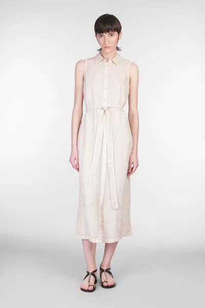 120% Lino Dress Woman In Beige Linen