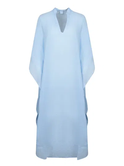 120% Lino Dresses In Blue