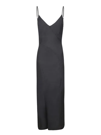 120% Lino Black Linen Long Dress