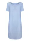 120% Lino Long Blue Linen Dress In Pink