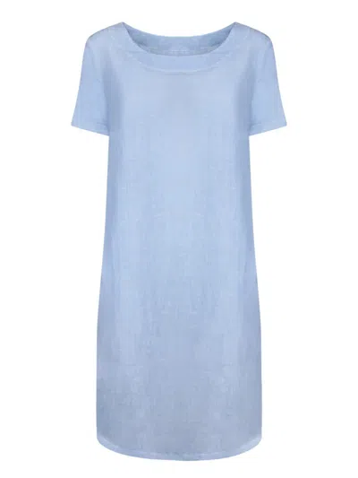 120% Lino Long Blue Linen Dress In Pink