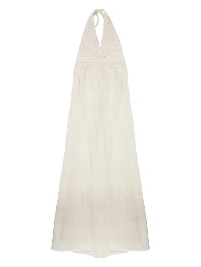 120% Lino Effortless Linen Blend Dress In White