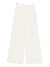 120% Lino Elastic-waist Wide-leg Trousers In White