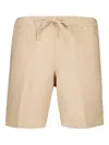 120% Lino Elastic-waistband Linen Shorts In Brown