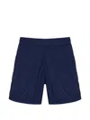 120% Lino Elasticated Drawstring Shorts In Blue