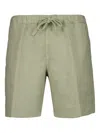 120% Lino Elasticated-waist Linen Deck Shorts In Green