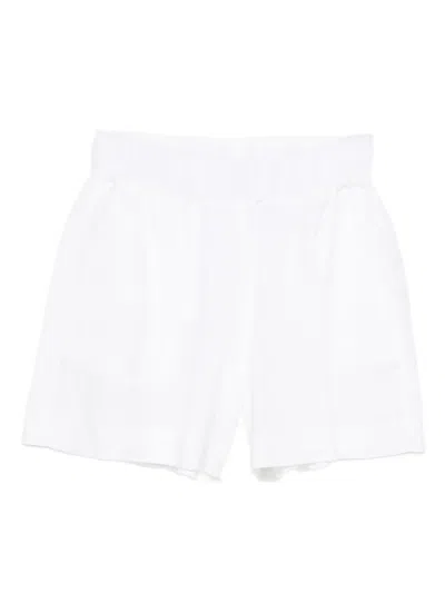 120% Lino Elasticated-waist Linen Shorts In White