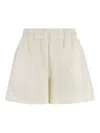120% Lino Elasticated-waist Shorts In Neutral