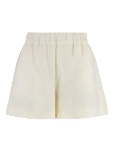 120% Lino Elasticated-waist Shorts In Neutral