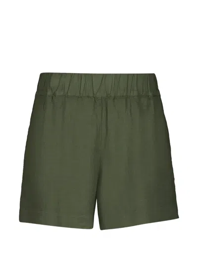 120% Lino Elasticated-waist Shorts In Green