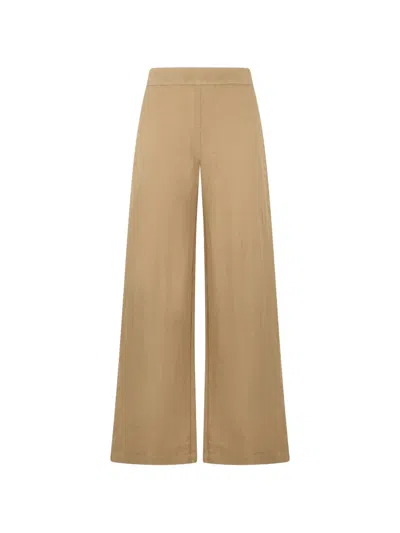 120% Lino Elasticated-waist Trousers In Brown