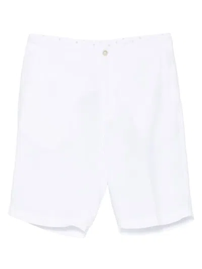 120% Lino Embroidered Linen Shorts In White