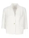 120% Lino White Linen Blazer In White