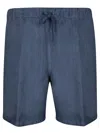 120% Lino Shorts In Blue Linen In Blue