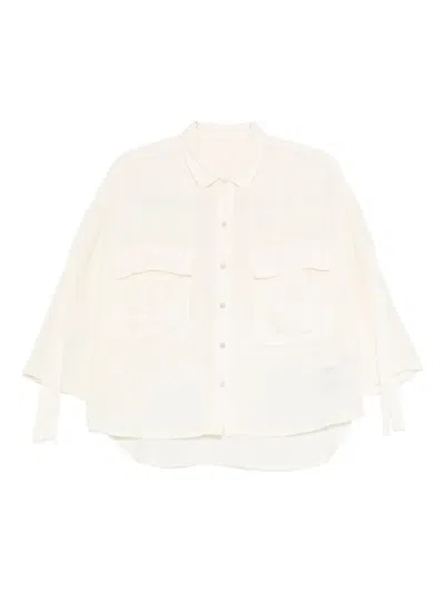 120% Lino Flap-pocket Linen Shirt In Neutral
