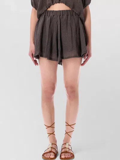 120% Lino Flared Bermuda Skirt Elastic Waistband