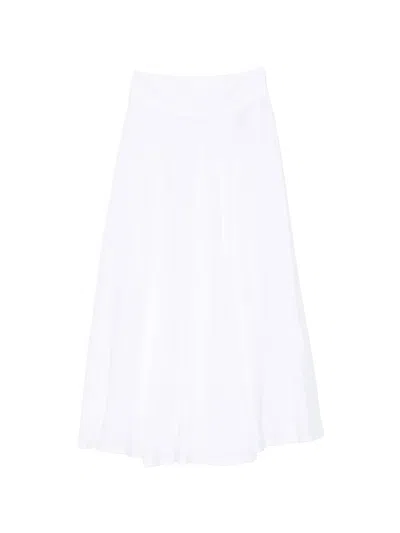 120% Lino Flared Maxi Wrap Skirt Tropical In White