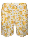 120% Lino Floral Print Bermuda Shorts Ecru In White
