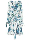 120% Lino Floral-print Maxi Dress In Blue