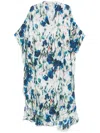 120% Lino Floral-print Maxi Dress In Blue