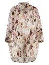 120% Lino Printed Linen Shirt In Brown