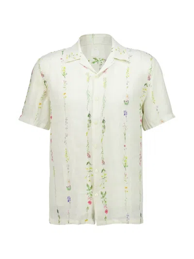 120% Lino Floral-print Linen Shirt In Animal Print