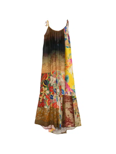 120% Lino Floral-print Maxi Dress In Multi