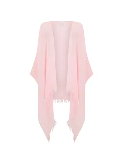 120% Lino Fringed Scarf In Pink