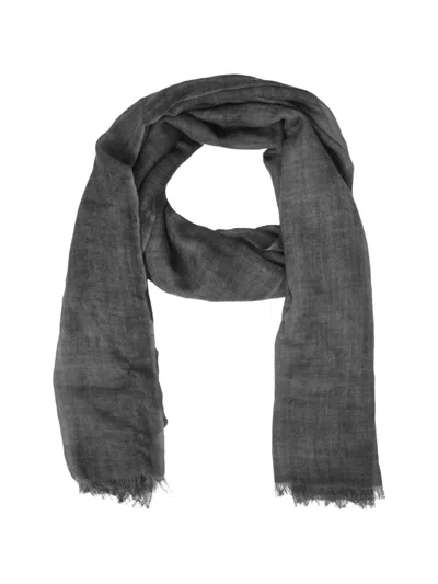 120% Lino Fringed Wool Scarf In Gray