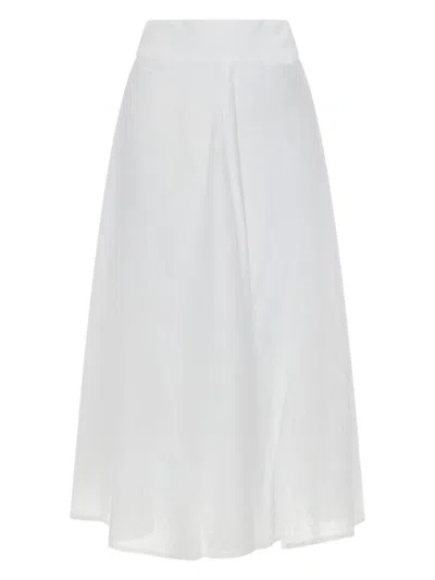 120% Lino Gonna Lunga In Lino In White