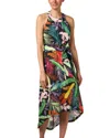 120% Lino Halter Linen Midi Dress In Multi
