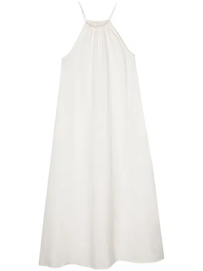 120% Lino Halterneck Linen Maxi Dress In Neutrals