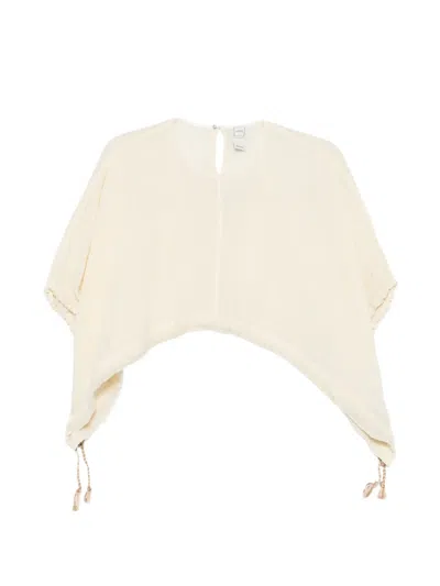 120% Lino Handkerchief-hem Top In Neutral