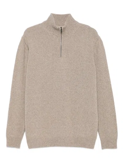 120% Lino High-neck Jumper In Neutral