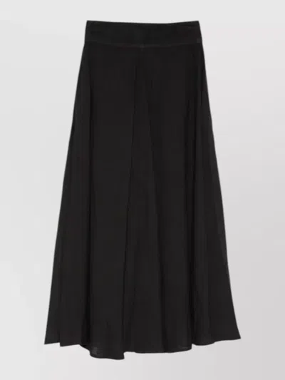 120% Lino High Waist Flared Long Linen Skirt