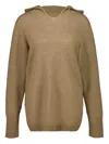 120% Lino Hooded Long-sleeve Sweater In Brown