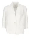 120% Lino White Linen Blazer In White